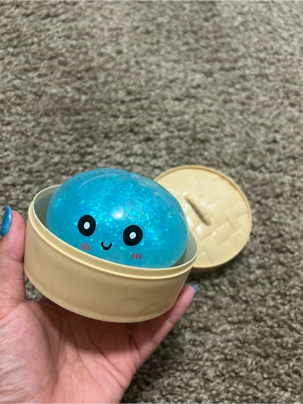 🩵✨ Blue Glitter Squishy Bun | Sensory Fidget Toy